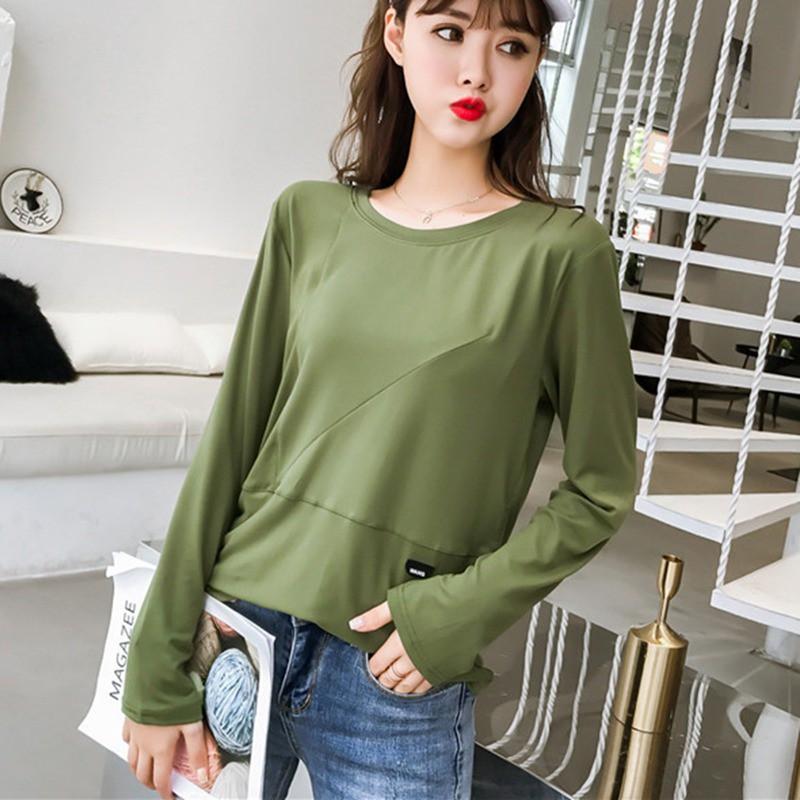 Áo thun nữ tay dài màu trơn