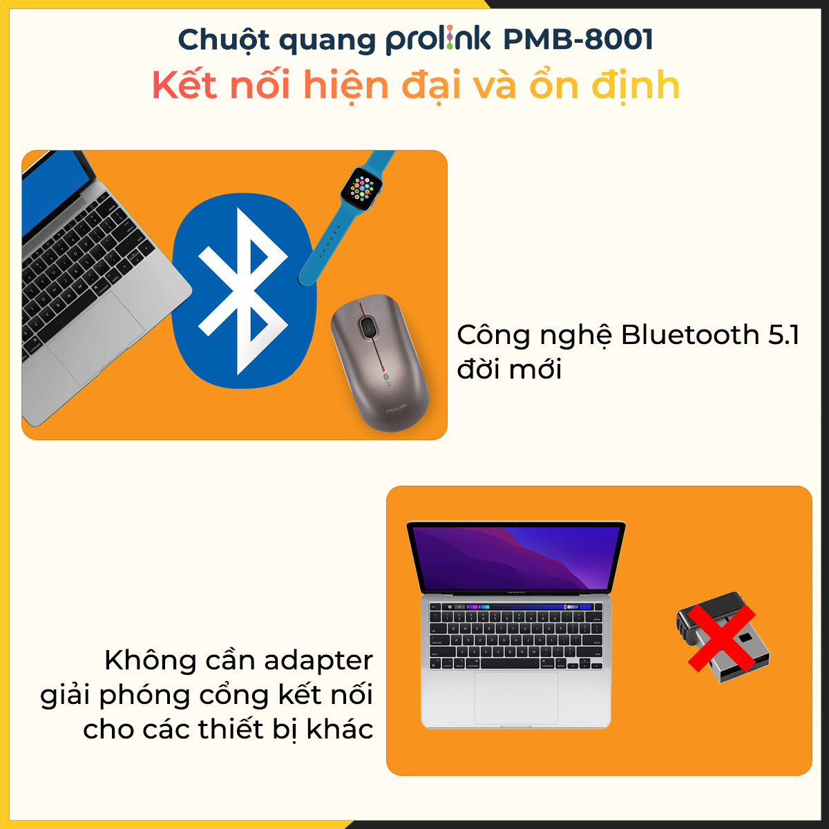 Chuột Bluetooth Silent Prolink PMB8001 - Hàng Chính Hãng