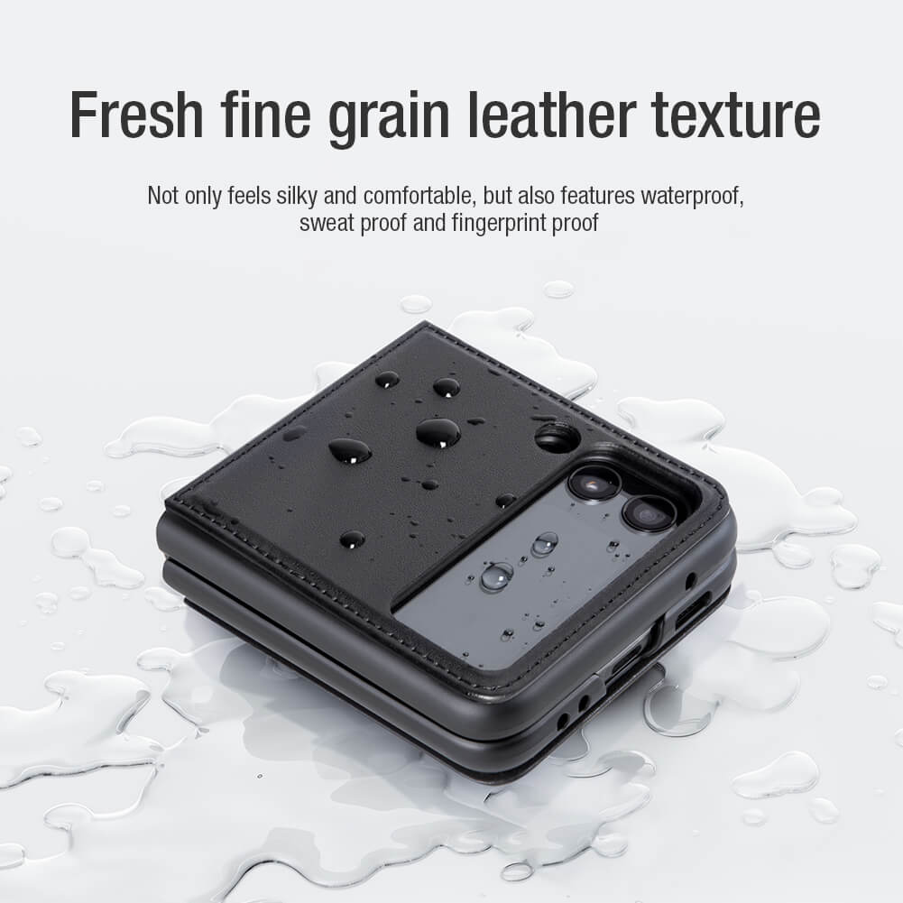 Case bao da chống sốc cho Samsung Galaxy Z Flip 3 trang bị chân chống giá đỡ điện thoại hiệu Nillkin Qin Vegan - hàng nhập khẩu