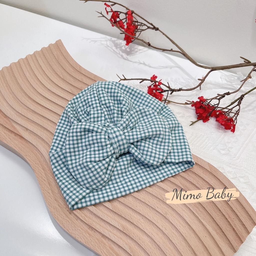 Mũ nón turban cotton kẻ xanh đáng yêu cho bé gái 6-10kg Mimo baby MTB63