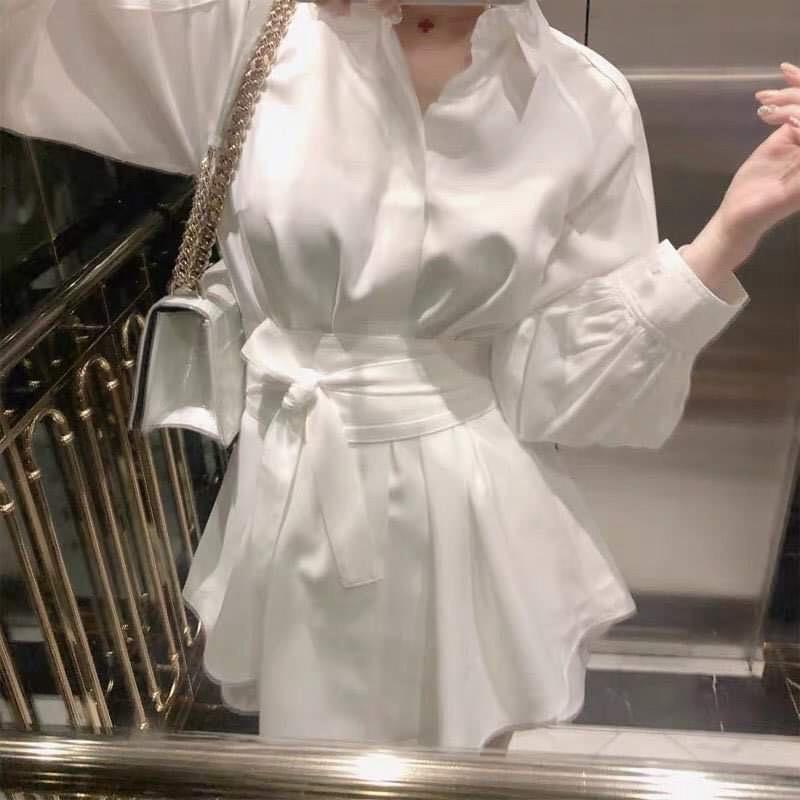 Bộ Vest Nữ Quần Đùi Dây Eo Dài Tay Chất Đũi