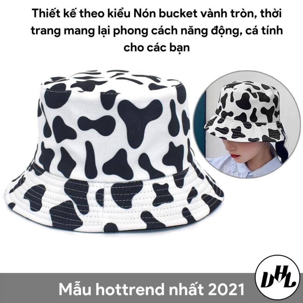 Mũ bucket bò sữa ️ Nón vành tròn hoạ tiết trắng đen phong cách Ulzzang form unisex nam nữ - BK01