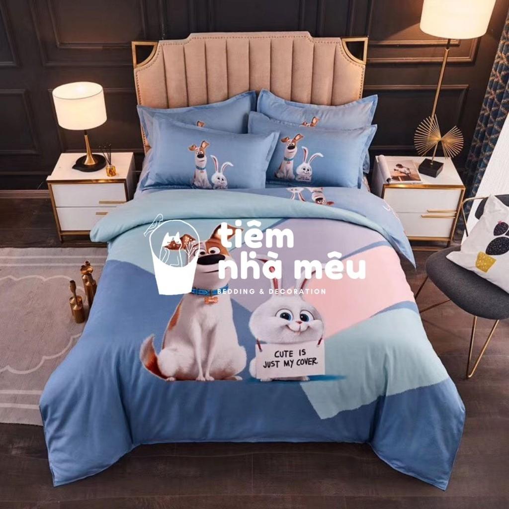 ( Full Mẫu Cho Bé )Bộ Chăn Ga Gối Cotton Tina m6/m8/2m - Set 4 Món 2 Vỏ gối ,drap,vỏ chăn An toàn cho bé