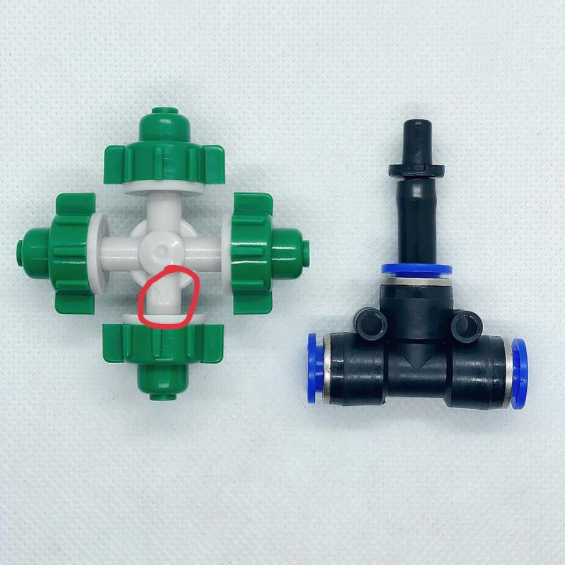 Béc phun sương 4 cửa kèm kết nối nhanh ống 8 và 21mm tưới cây, tưới rau, tưới lan