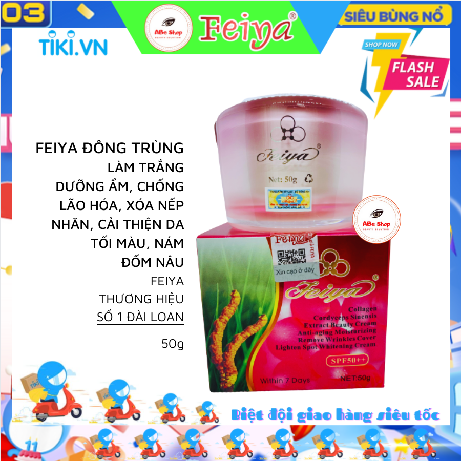 Kem FEIYA Đông Trùng Hạ Thảo 50g - Làm Trắng - Giảm Thâm Nám - Cải Thiện Da Tối Màu - Cân Bằng Da - Chống Lão Hóa