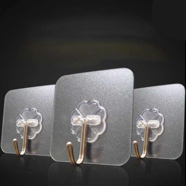 Set 10 Móc Dán Tường Siêu Dính Trong Suốt Chịu Lực Tốt Treo Tường Chắc Chắn