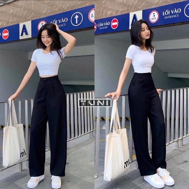 Quần ống rộng culottes suông dài 100cm