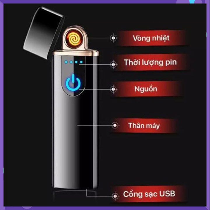 Bật Lửa Cảm Ứng Vân Tay Hồng Ngoại Phiên Bản Mới