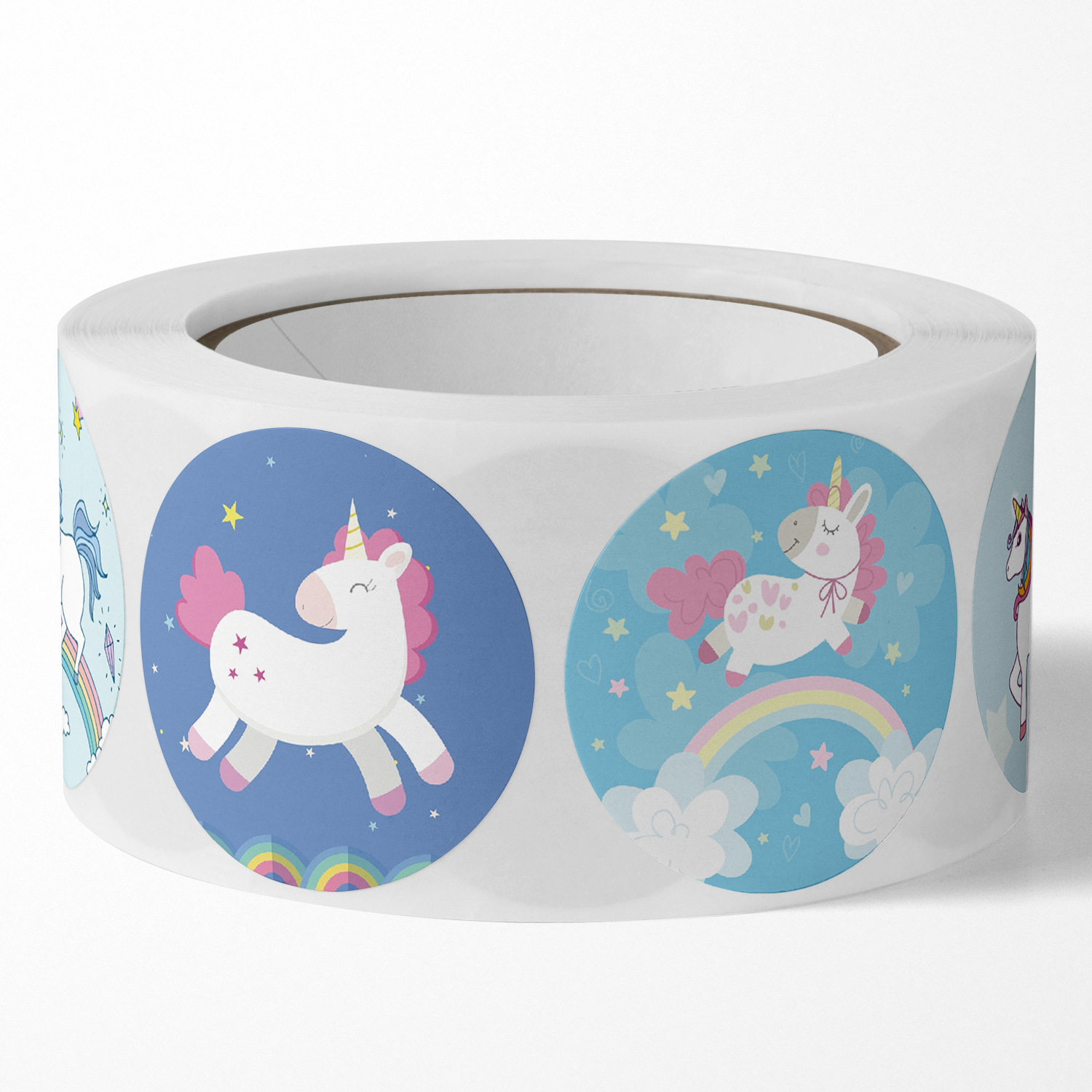 Cuộn 500 tem sticker unicorn trang trí 1inch