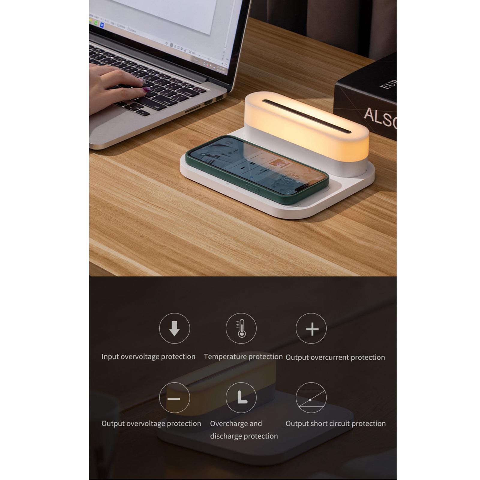 Lamp 15W Fast Wireless Charger Rechargeable Touch Control for Home