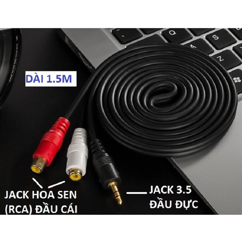 Cáp chuyển jack 3.5 ra 2 đầu hoa sen RCA dài 1.5M cao cấp JSJ