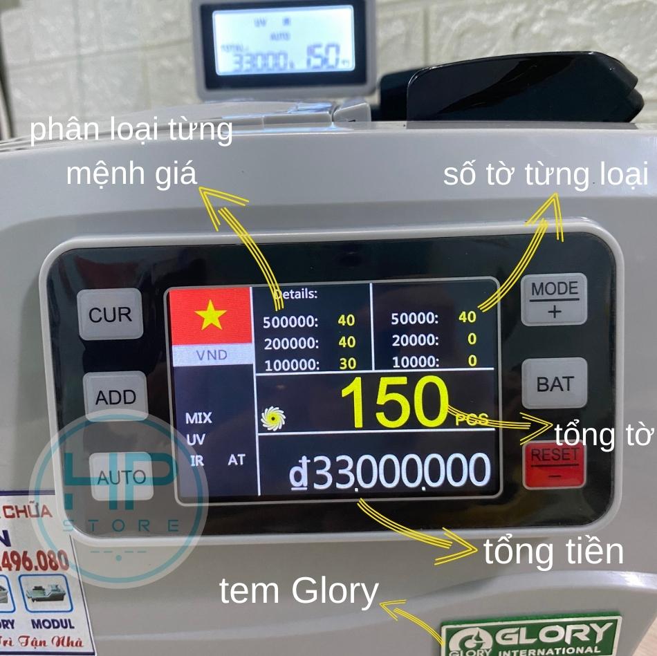 Máy đếm tiền cao cấp - GLORY S888 PLUS, phát hiện tiền gi.ả, tiền lẫn loại, phân biệt mệnh giá, tính tổng siêu chuẩn