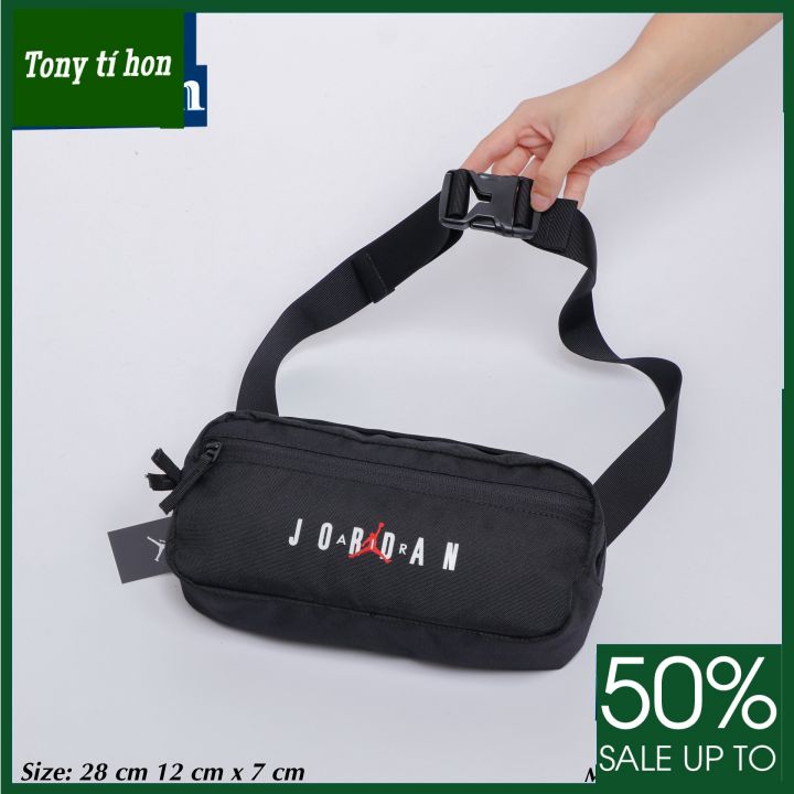 Tony tí hon - Túi đeo chéo JOR.DAN JUMPMAN BLACK WAIST bag chống thấm 2 ngăn khóa kéo