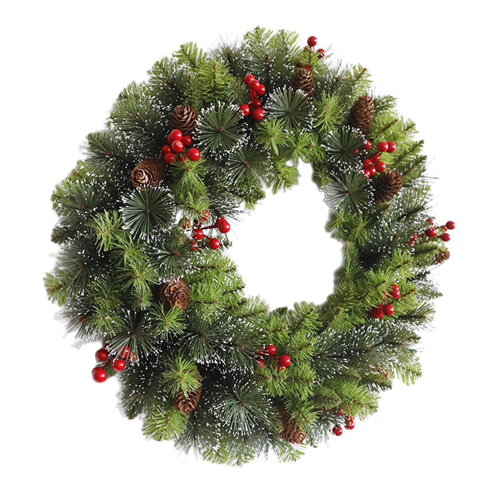 Artificial Wreath Christmas Ornament Wall Hanging for Door Window Party Xmas Decoration
