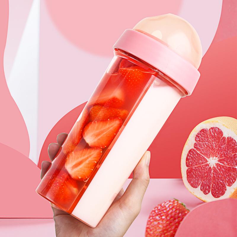 Bán Nhựa Trẻ Em Bình Nước Có Ống Hút Di Động Đôi Ống Hút Uống Gourde Rò Rỉ Chứng Minh Thể Thao Ngoài Trời Của Tôi Chai Không Chứa BPA miễn Phí