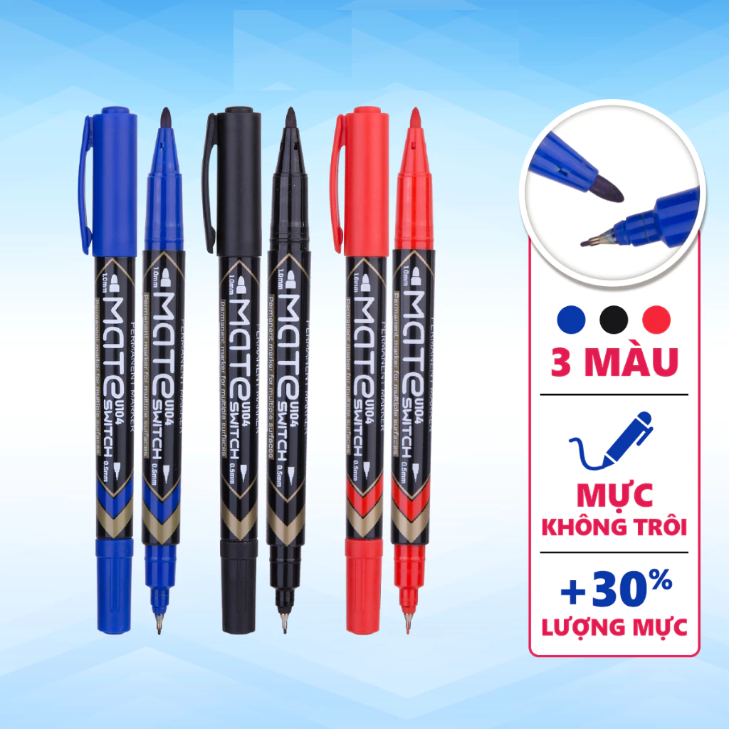Bút lông dầu Deli U104 - Bút dạ kính 2 đầu viết được trên: đĩa CD, giấy, gỗ