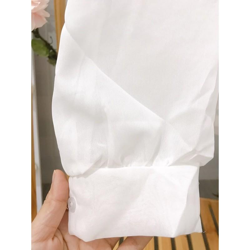 Áo kiểu sơ mi form rộng dài