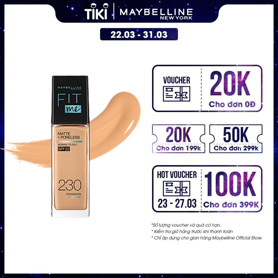 Kem Nền Mịn Nhẹ Kiềm Dầu Fit Me Maybelline New York Matte Poreless Foundation 30ml