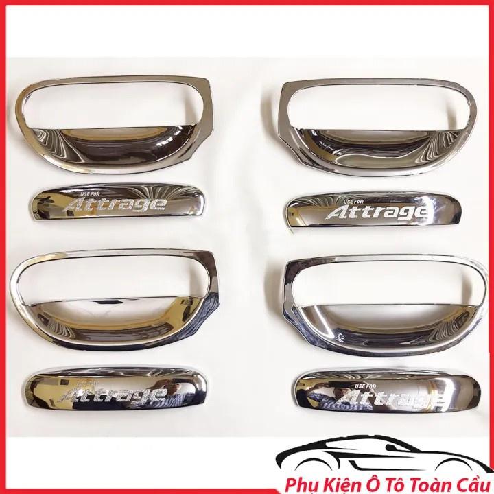 Ốp Tay Cửa Và Hõm Cửa Xe Mitshubishi Attrage từ 2019 đến 2023 Mạ Crom Cao Cấp, Chống xước tay cửa làm đẹp cho xe