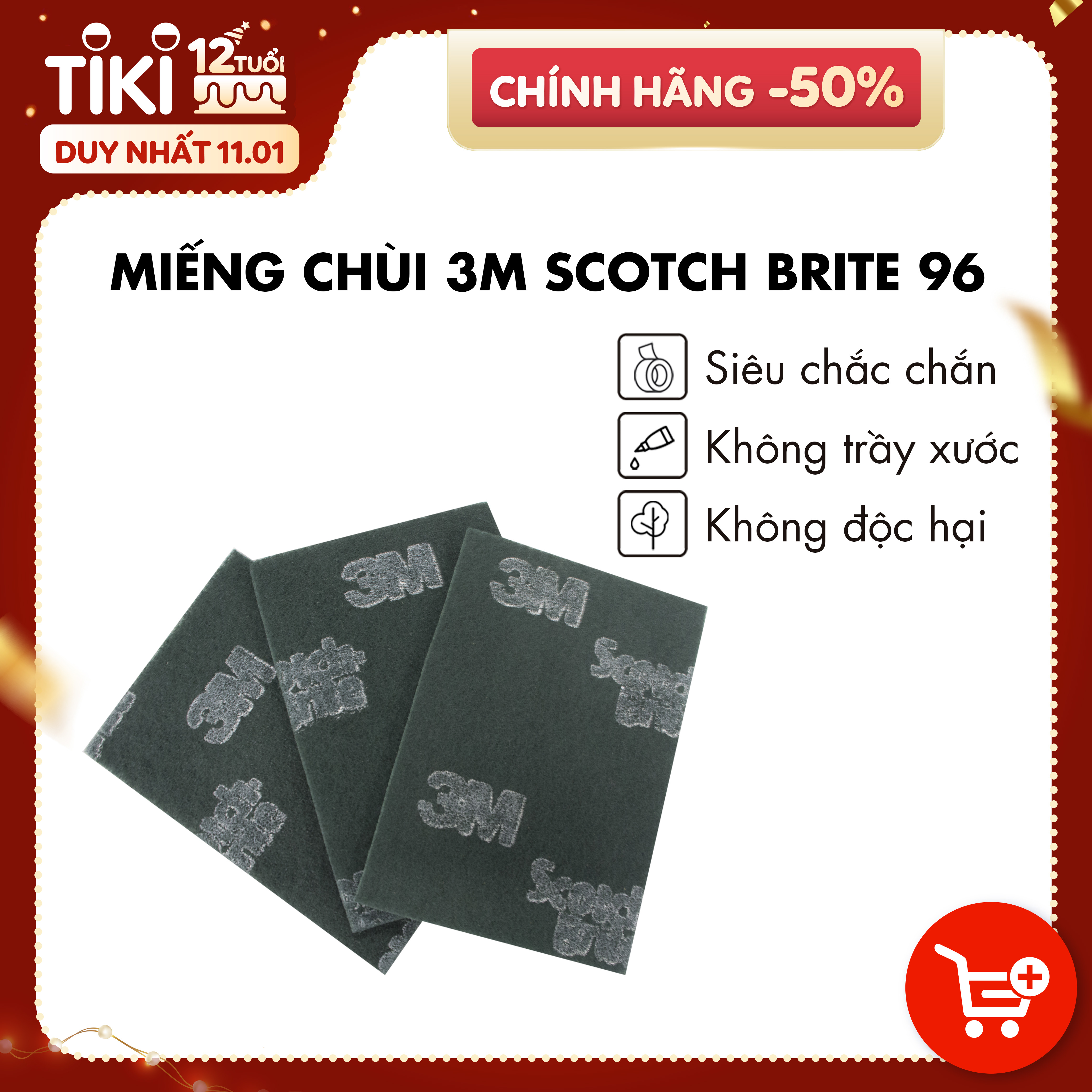 Miếng cọ rửa đa năng 3M Scotch Brite 96 dùng cọ xoong nồi, chà sàn chính hãng 3M Mỹ