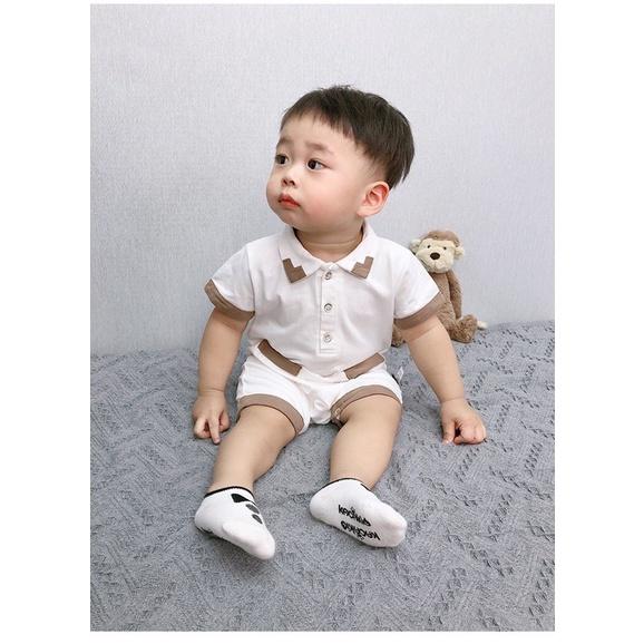 Body công tử trắng cổ sơ mi đùi tay cho bé trai siêu cool ngầu - bảnh - bộ liền thân sơ sinh - set vest - áo quần trẻ em