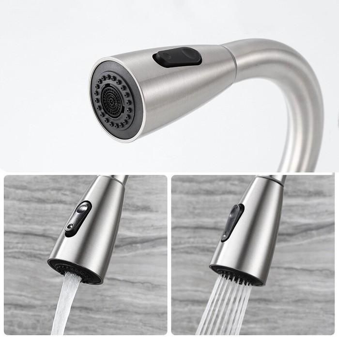 Vòi bồn rửa chén bát nóng lạnh có dây rút bằng Inox 304 cao cấp