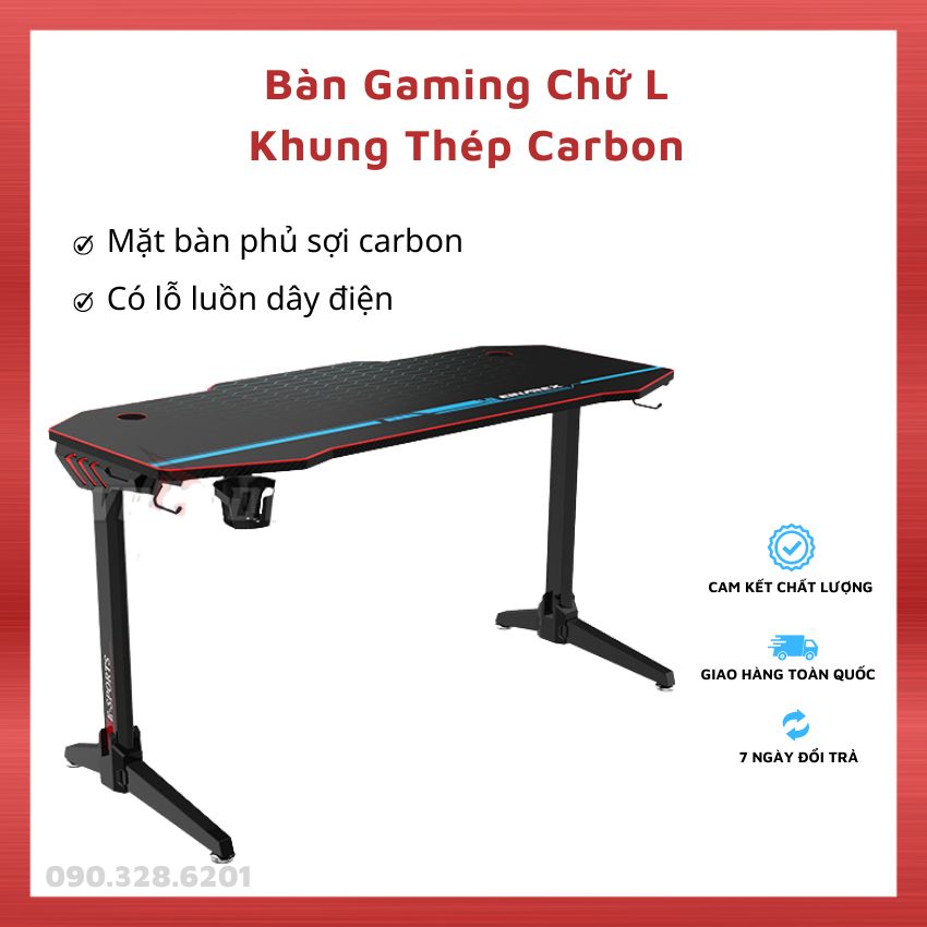 Bàn Gaming, Bàn Làm Việc Chân Thép 140x60cm, Bàn Chơi Game Chuyên Nghiệp