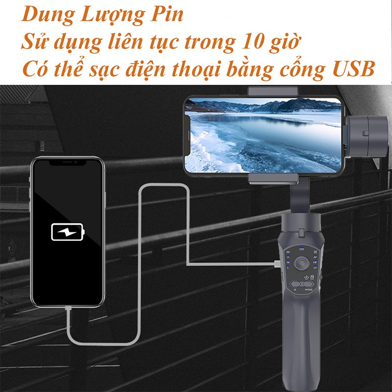 Gậy Chống Rung F10 Pro 3-Axis Gimbal Tích Hợp Sạc Dự Phòng - Home and Garden