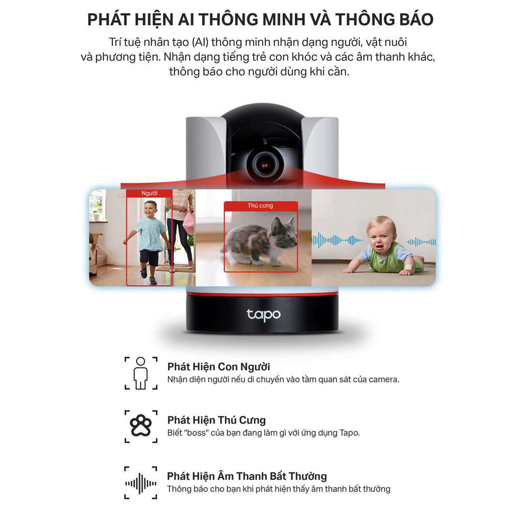 Camera WiFi AI TP-Link Tapo C225 An Ninh Gia Đình Quay/Quét - Hàng Chính Hãng