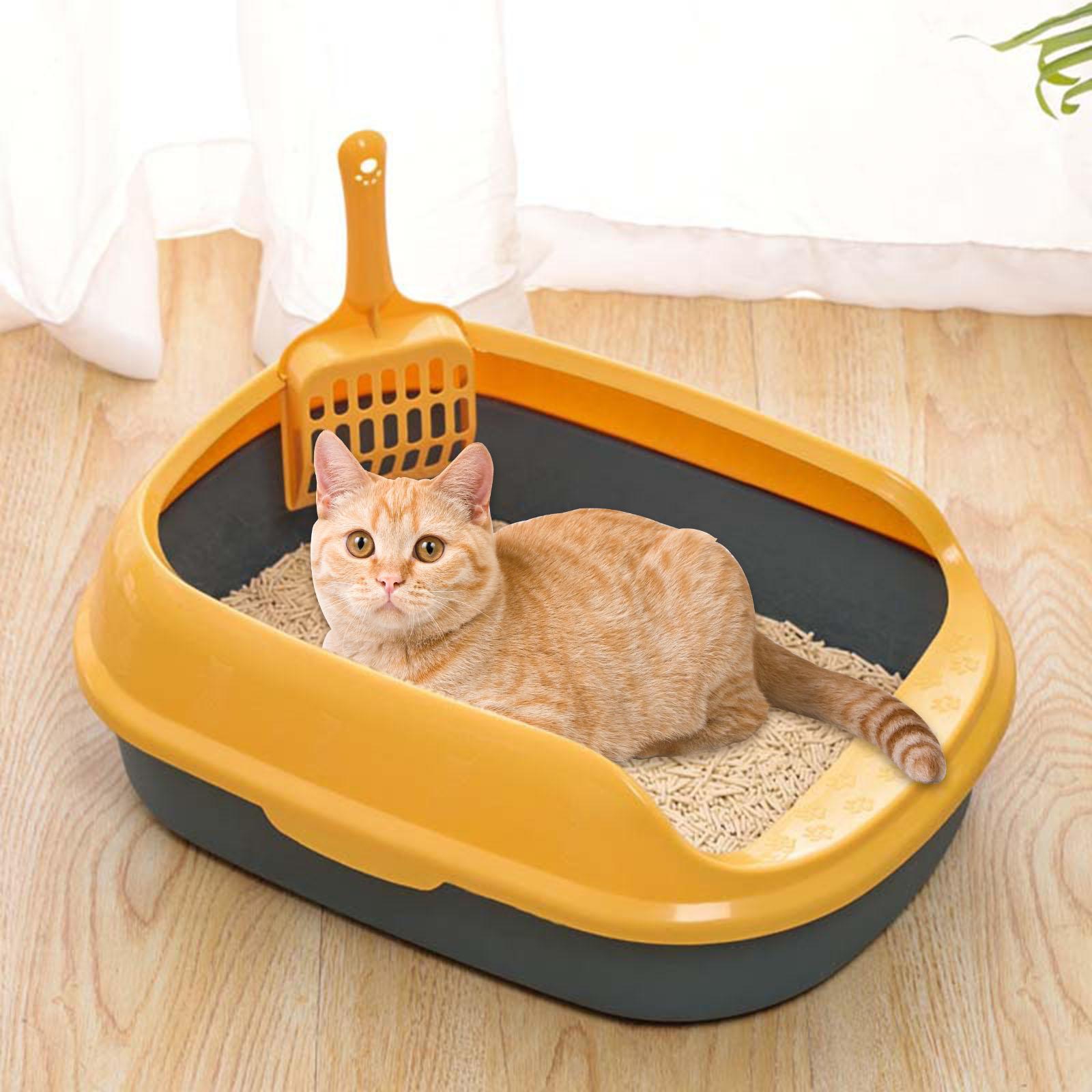 Cat Litter Box Pet Litter Tray Kitten Pan Toilet Shovel Bedpan Blue
