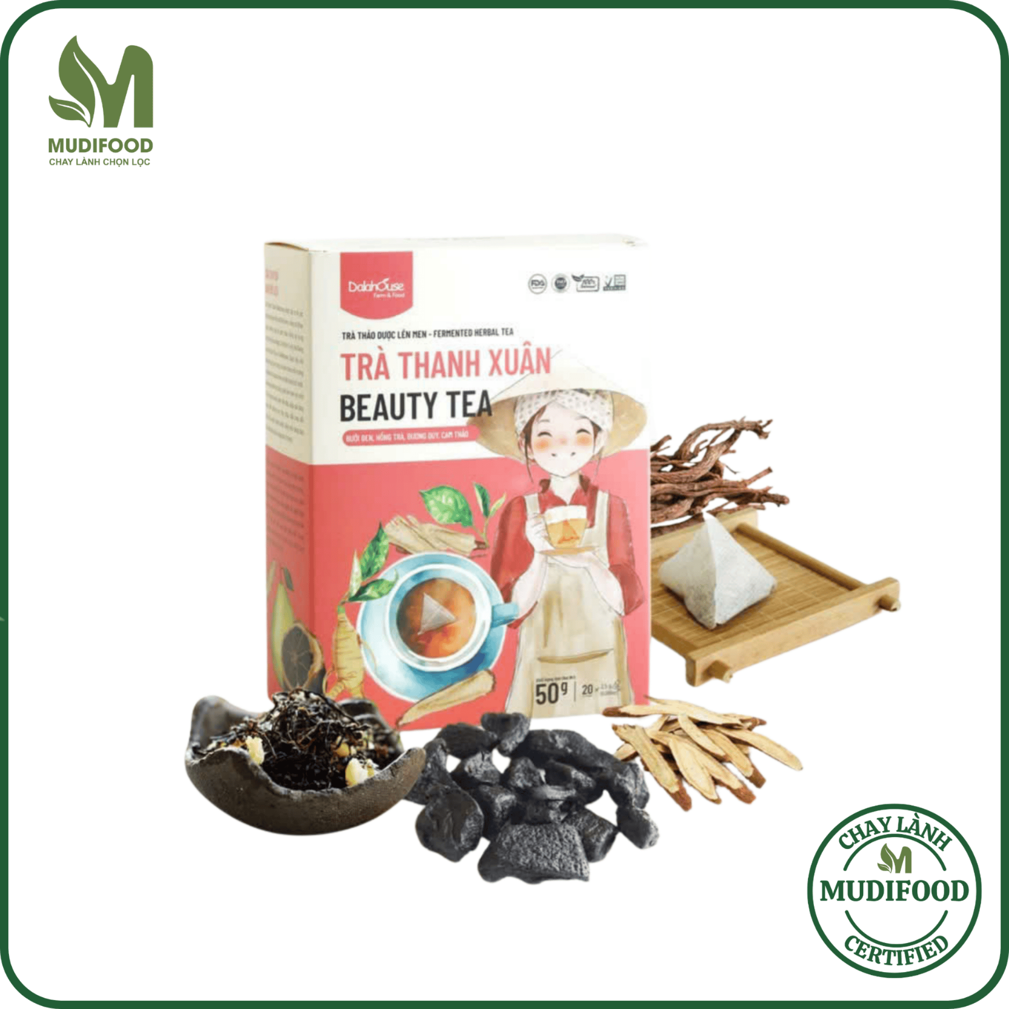 Trà Thanh Xuân Dalahouse Hộp 50g - Thanh Nhiệt, Mát Gan, Cải Thiện Giấc Ngủ, Tốt Cho Tim Mạch, Giảm Cân, Eatclean, Healthy
