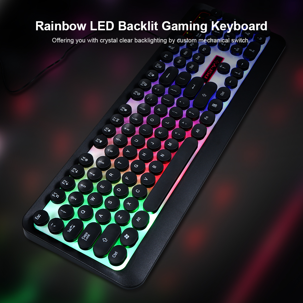 Bàn Phím Chơi Game Rainbow LED Backlit Có Đèn Cho Văn Phòng Máy Tính Xách Tay PC