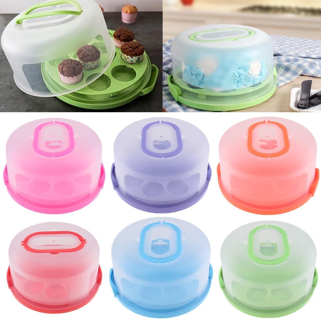 Portable Cake Cupcake Carrier Latching Cake Server Plastic Storage Box Tray