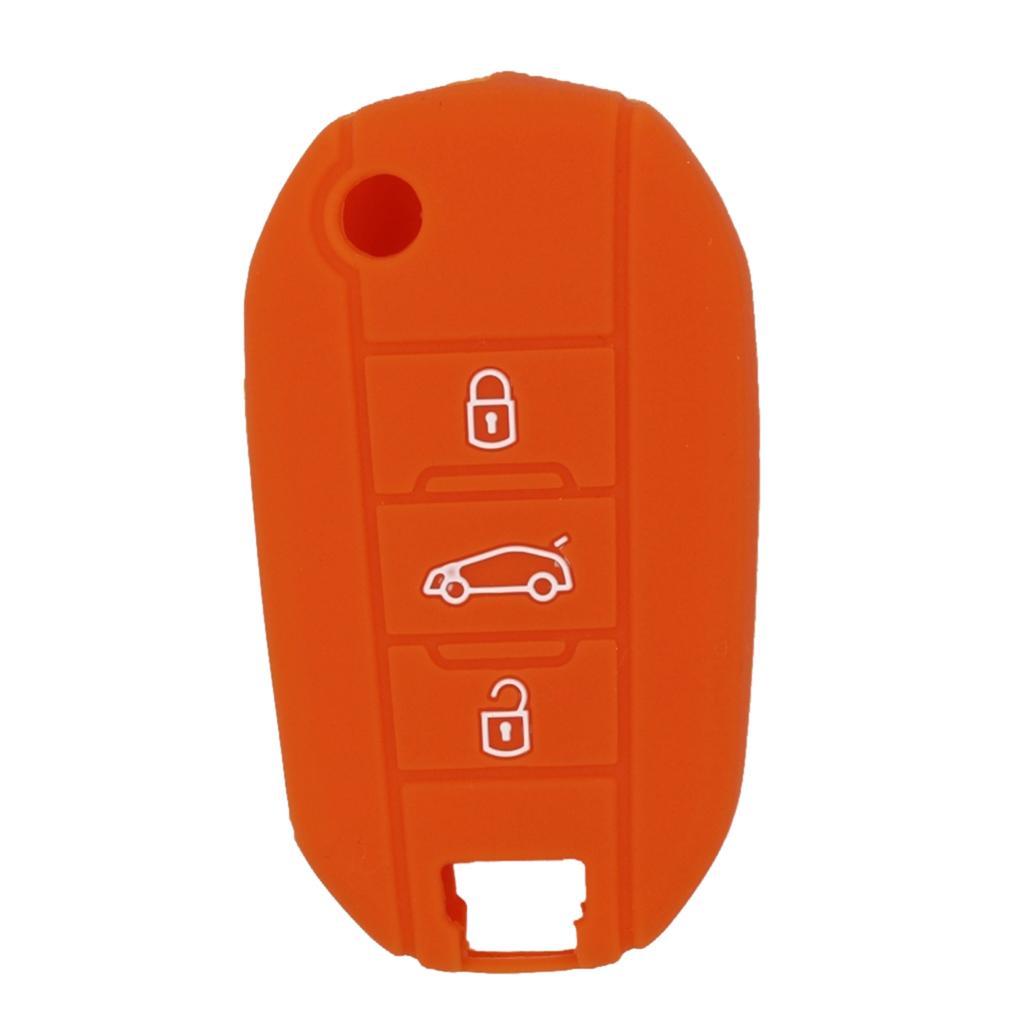 Silicone Car Key Case Cover Fit for AUDI Folding Remote Key Fob Case Shell 3 Buttons Orange