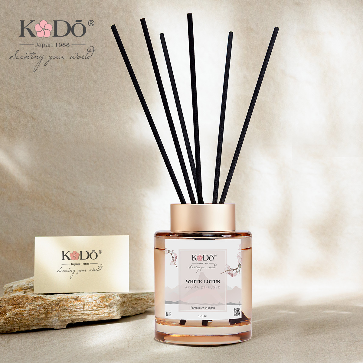 Bộ Tinh Dầu Nước Hoa Khuếch Tán Cao Cấp KODO Reed Diffuser Kèm 12 Que Hương Thơm Dễ Chịu, Thư Giãn