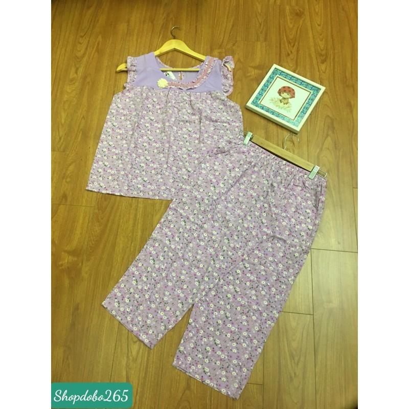 Đồ bộ nữ,đồ ngủ mặc nhà lửng 9 tấc vải lụa size đại hoa nhí phối tằm ý siêu cưng