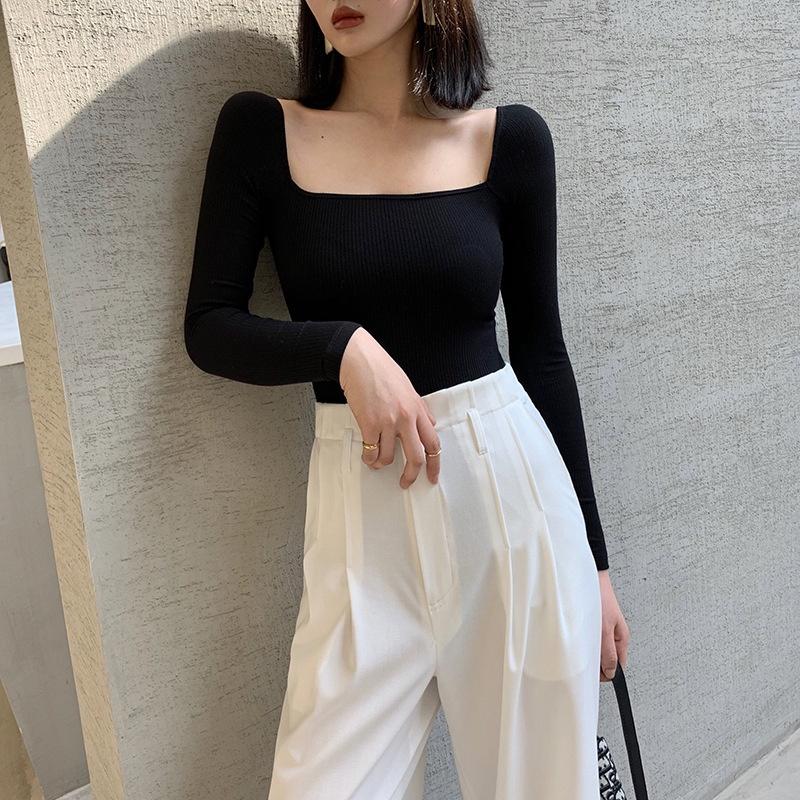Áo croptop nữ tay dài, áo thun croptop kiểu cổ vuông, ôm body sexy phong cách Hàn Quốc đẹp, chất thun co giãn ACN005