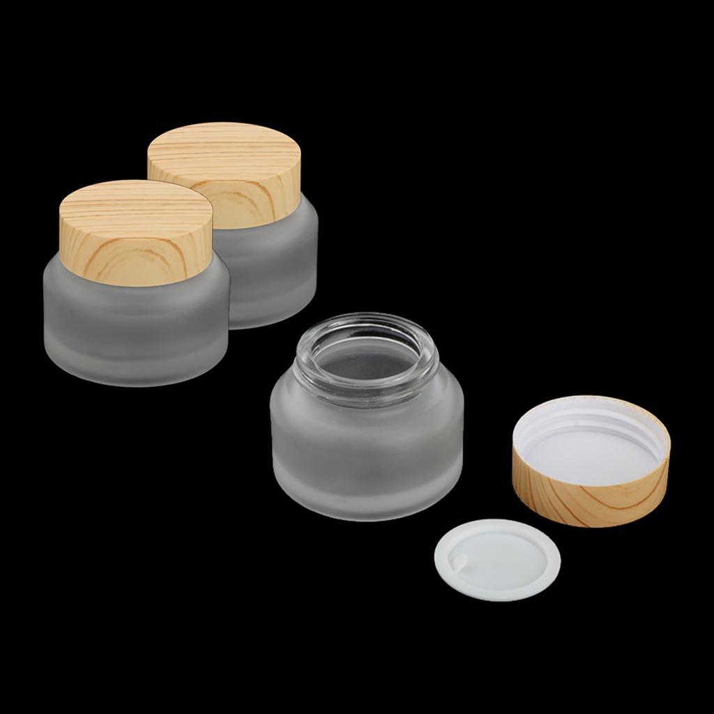 9pcs Clear Frosted Empty Cream Container Travel Cosmetic Lotion Pot Wood Lid