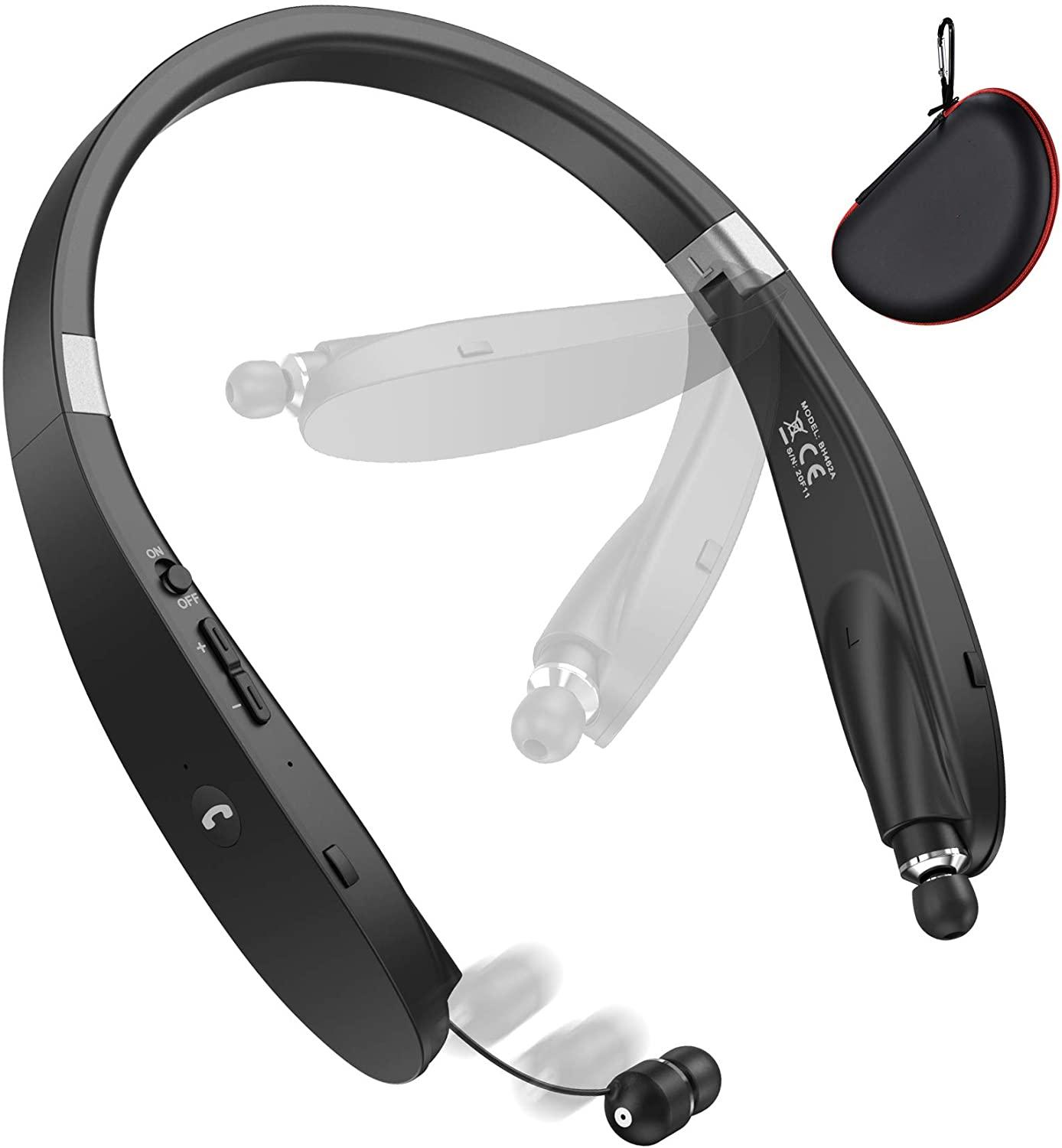Tai nghe Bluetooth Tai nghe dây đeo cổ không dây có thể thu vào tai nghe âm thanh âm thanh âm thanh nổi để tập luyện chạy bộ