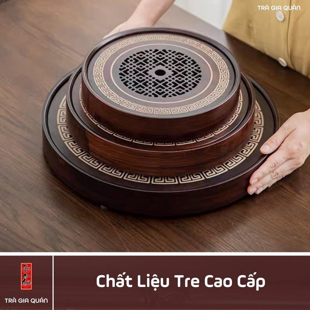 KT 62 Khay Trà Tre Cao Cấp Hình Tròn 3 Kích Thước