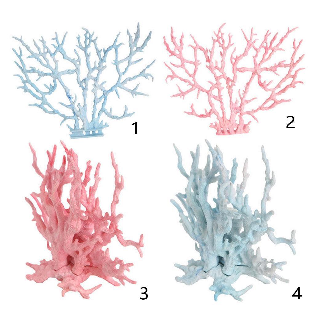 Artificial Plant Plastic Coral f/ Aquarium Fish Tank Background Decor L Blue