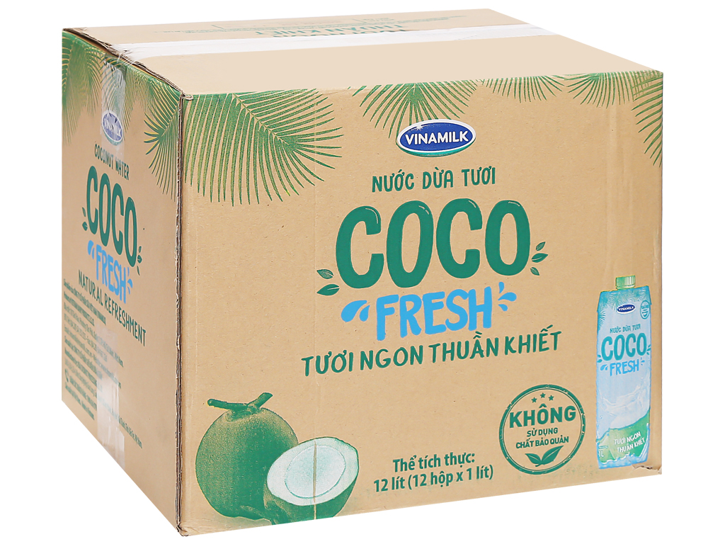 Thùng 12 hộp nước dừa tươi Vinamilk Coco Fresh 1 lít