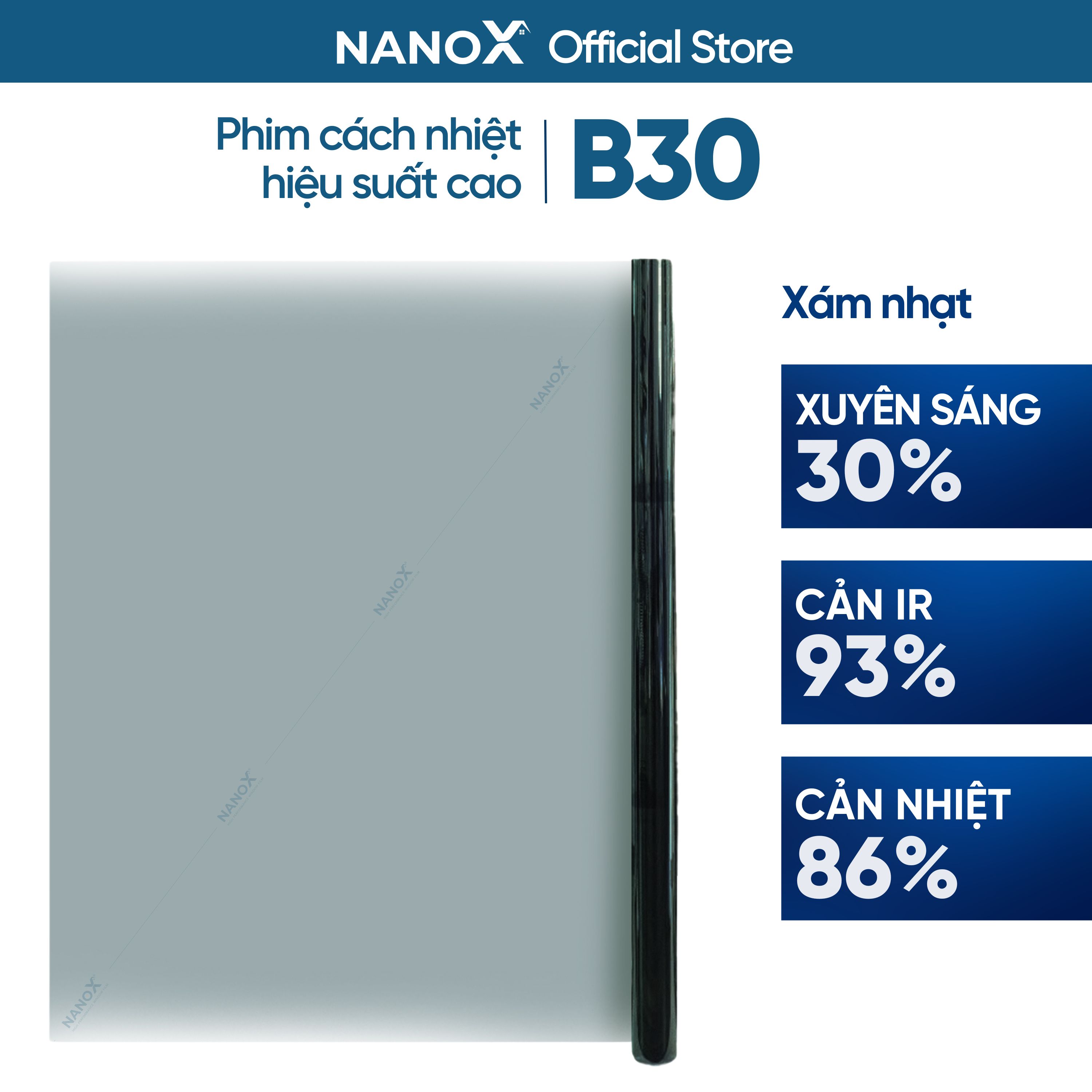 Phim cách nhiệt dán cửa sổ NanoX B30 chống nắng nóng &amp; chống UV mạnh mẽ