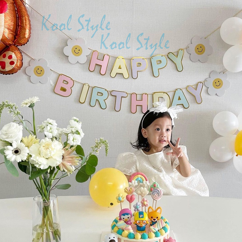 Dây chữ Happy Birthday ngũ sắc pastel - Kool Style