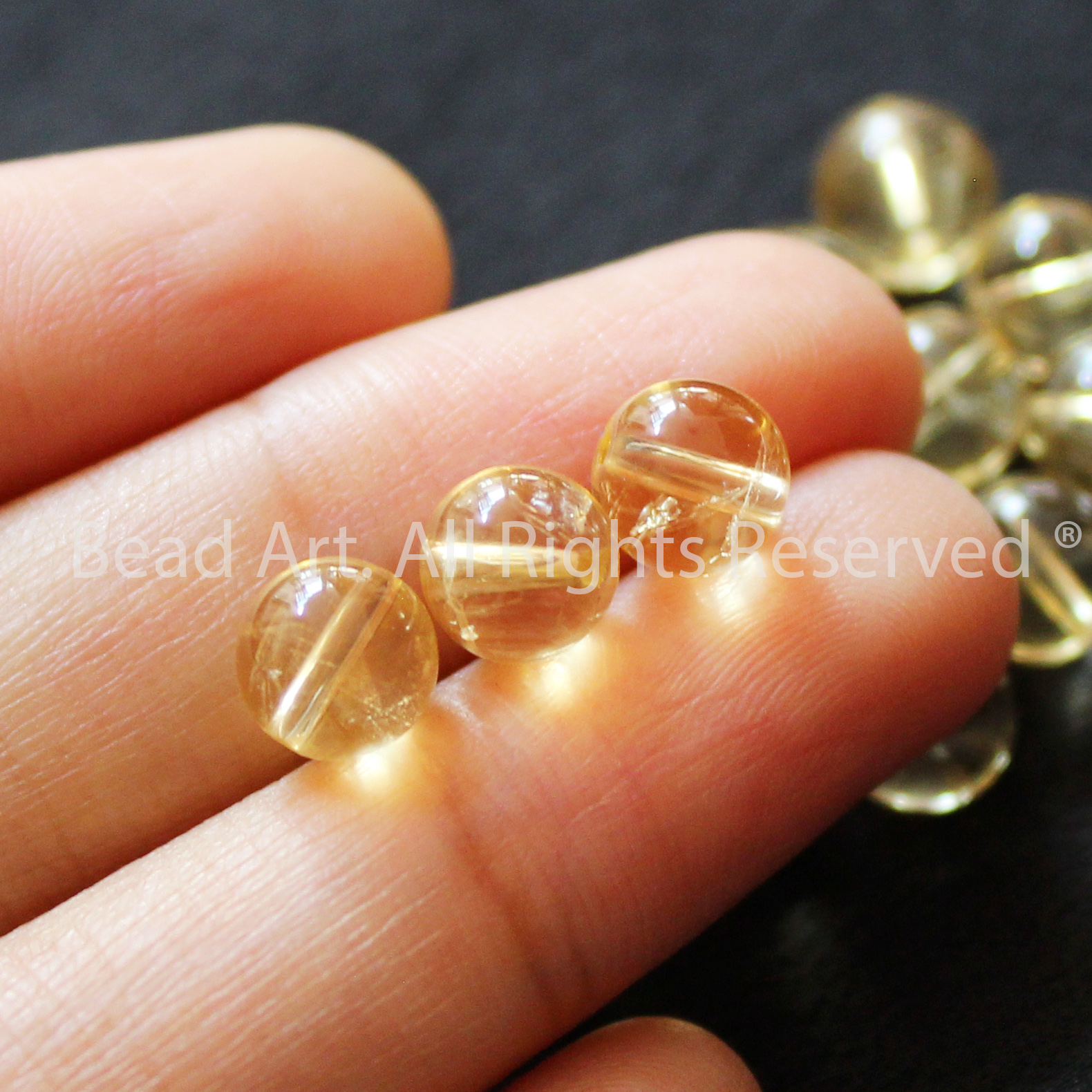 6.5-7mm Đá Thạch Anh Vàng, Citrine Tự Nhiên, Đá Phối Vòng Tay Phong Thuỷ, Chuỗi Hạt , Mệnh Thổ, Kim - Bead Art