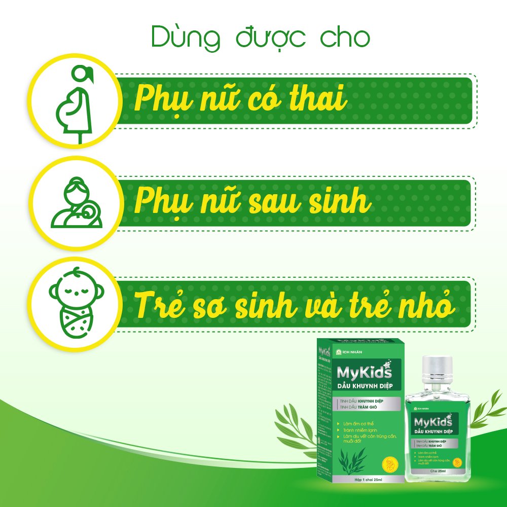Dầu tràm khuynh diệp My Kids 25ml giúp phòng cảm lạnh, làm ấm cơ thể, an toàn cho trẻ sơ sinh và phụ nữ mang thai