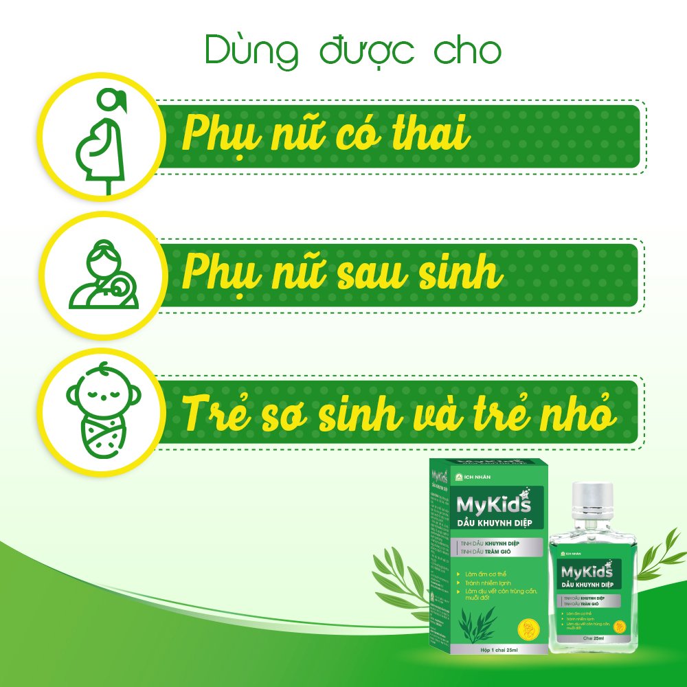 Dầu tràm khuynh diệp My Kids 25ml giúp phòng cảm lạnh, làm ấm cơ thể, an toàn cho trẻ sơ sinh và phụ nữ mang thai