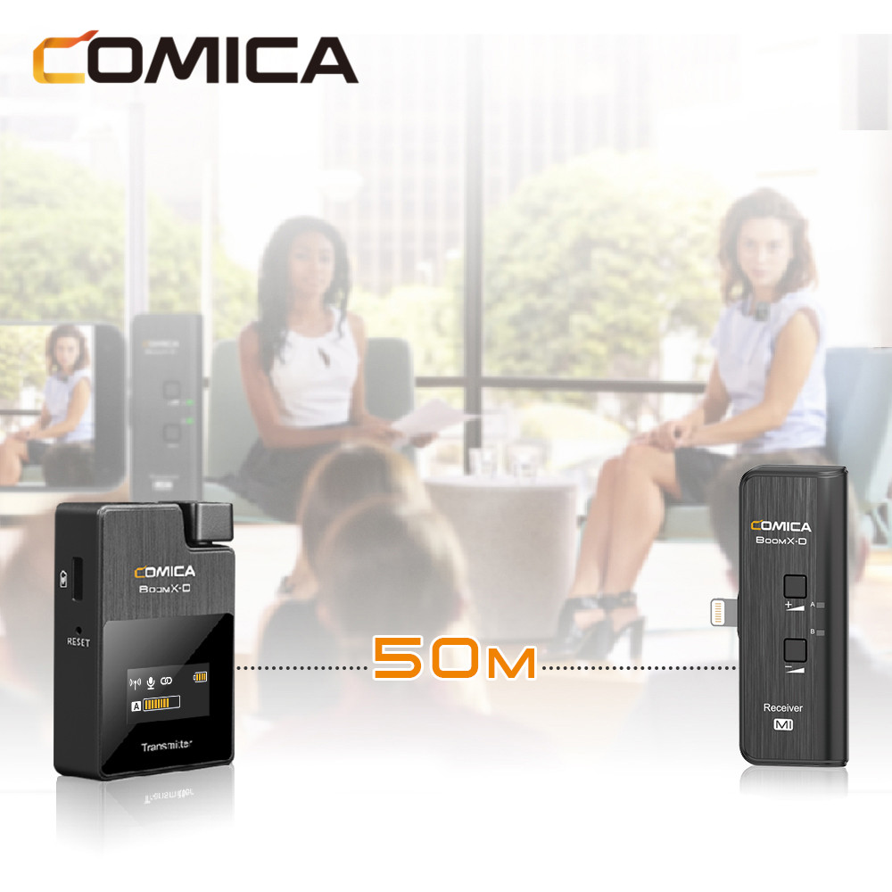 Comica BoomX-D MI2 (1 thu 2 phát) - Micro Không Dây Cổng Lightning Thu Âm Cho Các Thiết Bị iPhone, iPad, iPod - Hàng chính hãng