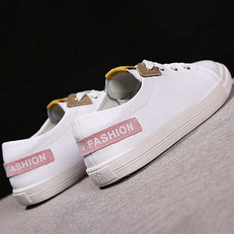 Women's flat casual shoes PU leather wild breathable white shoes