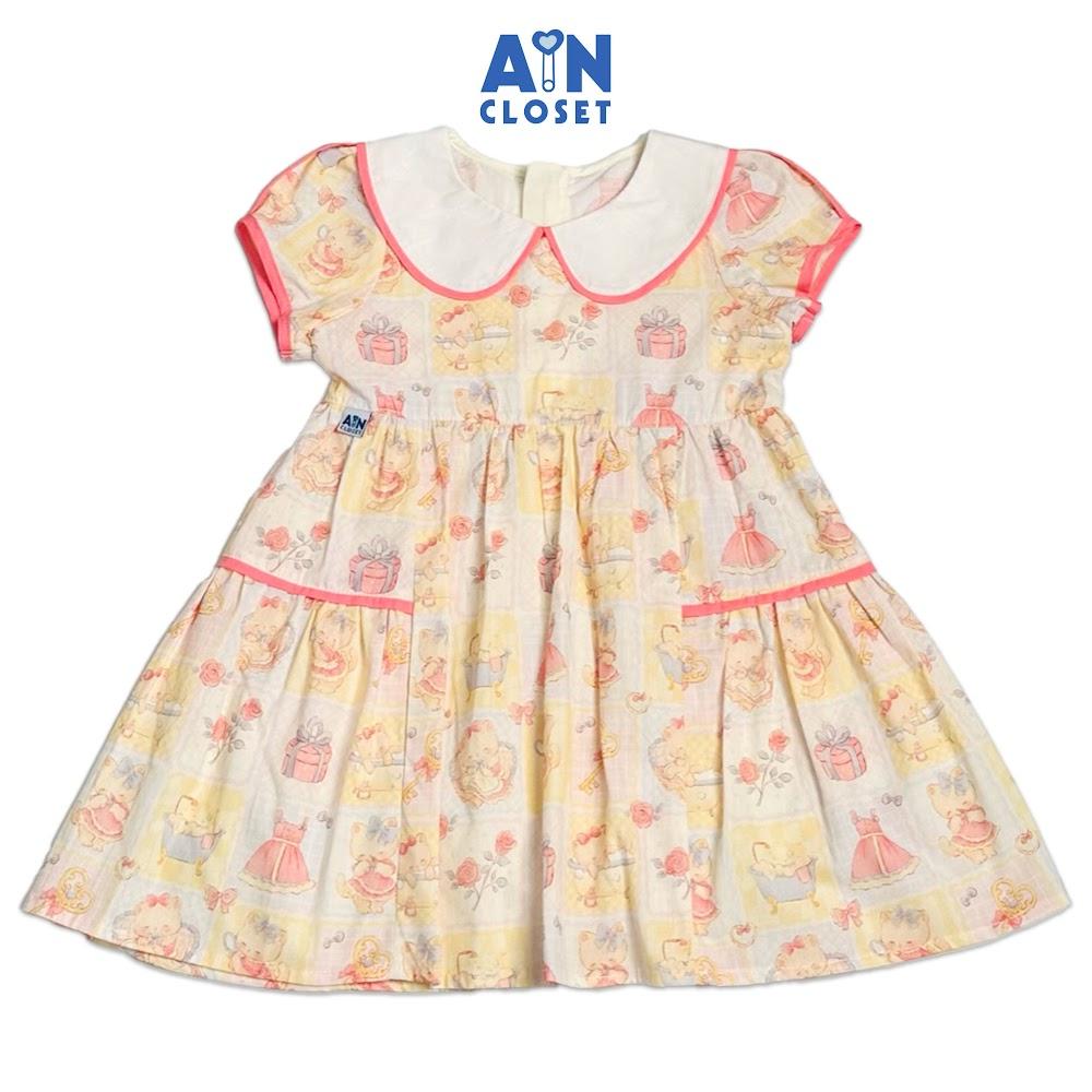 Đầm bé gái họa tiết Mèo Điệu Hồng Cotton - AICDBGS677QC - AIN Closet